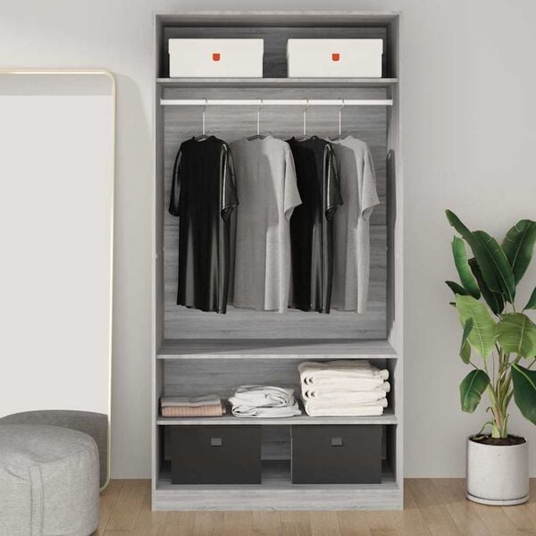 vidaXL Garderobe gr&aring; sonoma 100x50x200 cm konstruert tre