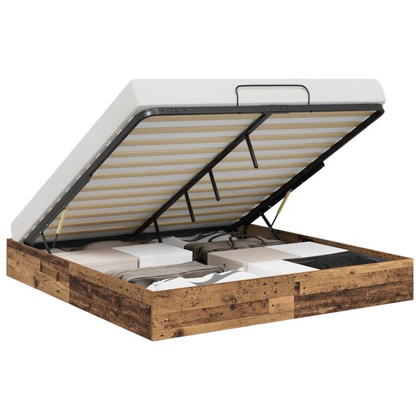 vidaXL Ottoman sengeramme Gammelt tre 193 x 120 x 25 cm Sponplate