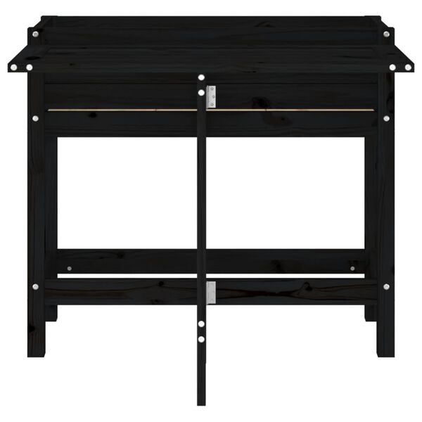 vidaXL Plantekasse med foldbar bordplate svart heltre furu