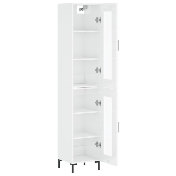 vidaXL Highboard h&oslash;yglans hvit 34,5x34x180 cm konstruert tre