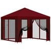 vidaXL Hagepaviljong med sidevegger 3 x 3 m Burgunder