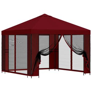 vidaXL Hagepaviljong med sidevegger 3 x 3 m Burgunder