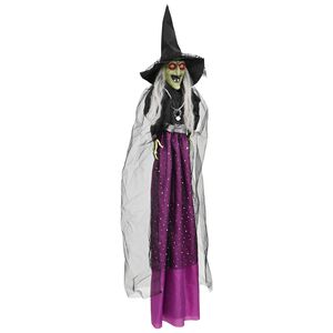vidaXL Hengende halloween-heks SPOOKA Lilla 30 x 133 cm Plast og stoff