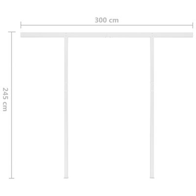 vidaXL Manuell uttrekkbar markise med stolper 3,5x2,5 m kremhvit