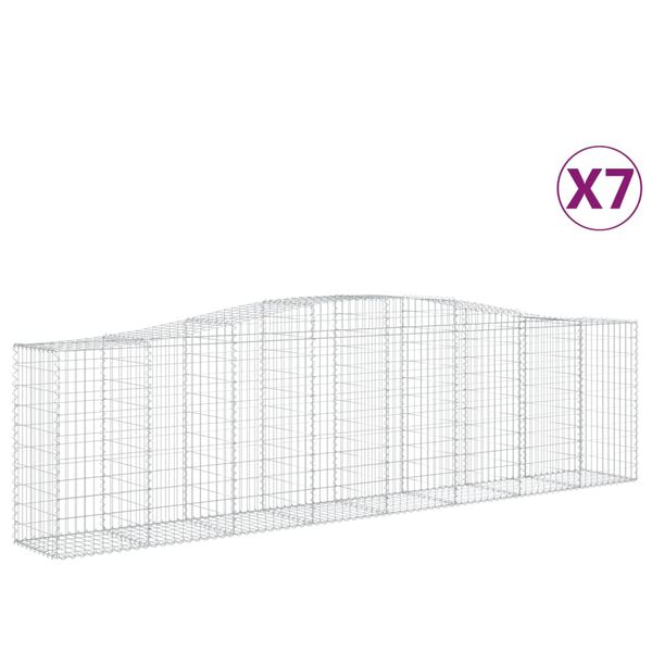 vidaXL Gabionkurver buede 7 stk 400x50x100/120 cm galvanisert jern
