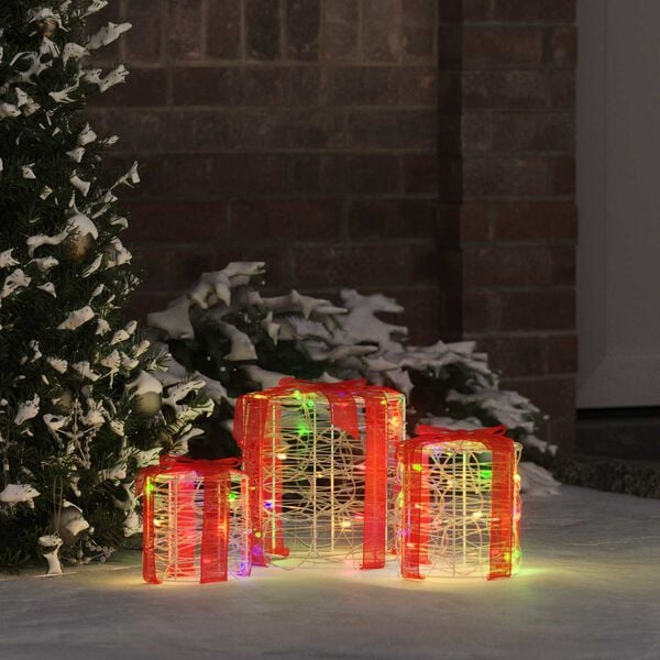 vidaXL Gaveeske Dekorasjon 3 pcs fargerik 20 x 20 x 21 cm Akryl