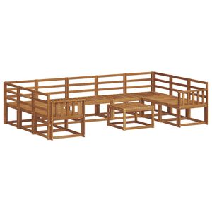 vidaXL Utend&oslash;rs sofa-sett 10 pcs Naturlig Solid akasietre