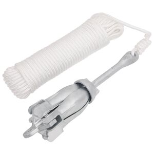 vidaXL Sammenleggbart anker med tau s&oslash;lv 4kg varmgalvanisert st&oslash;pejern