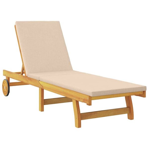 vidaXL Solstol med pute Beige Solid akasietre