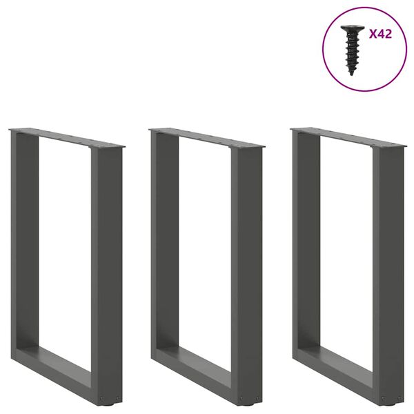 vidaXL Spisebordben U-formet 3 stk antrasitt 70 x (72-73) cm st&aring;l