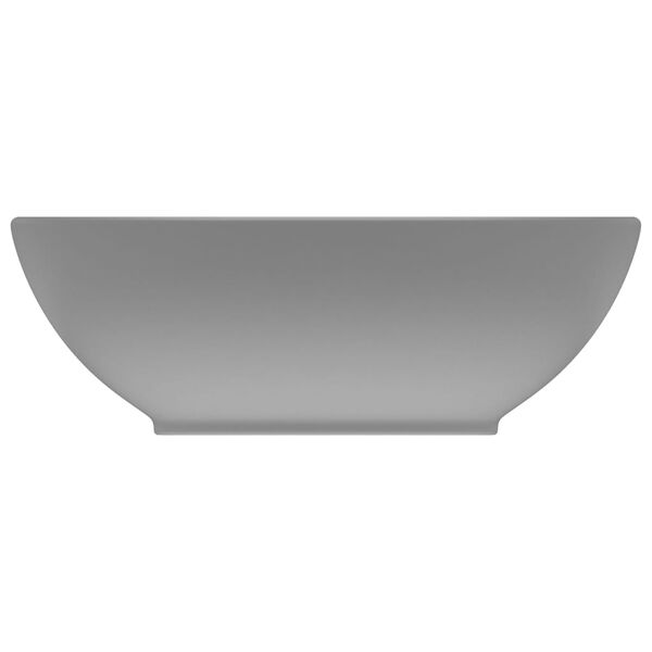 vidaXL Luksuriøs servant ovalformet matt lysegrå 40x33 cm keramisk