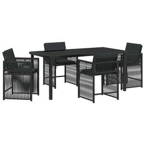 vidaXL Hage Spisegruppe 5 pcs Svart polyrotting