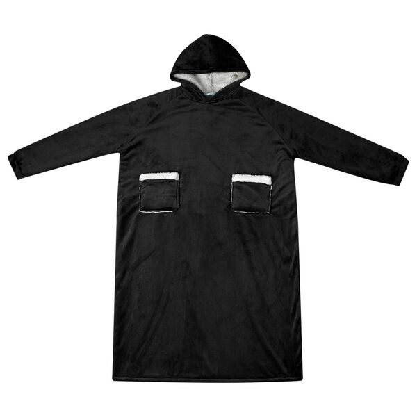 vidaXL Teppe-hettegenser Svart L Fleece og Flanell