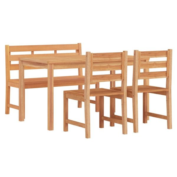 vidaXL Hagespisegruppe 4 deler heltre teak