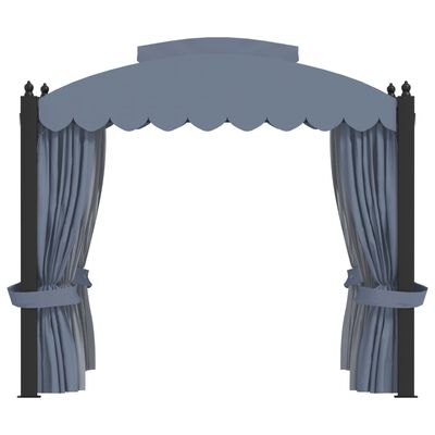 vidaXL Paviljong med gardiner 3x4 m antrasitt stål