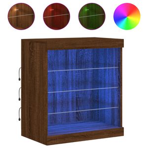 vidaXL Skjenk med LED-lys brun eik 60,5x37x67 cm