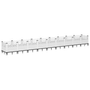 vidaXL Plantekasse med plugger hvit 363,5x43,5x43,5 cm PP