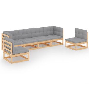 vidaXL Hagesofagruppe med puter 6 deler heltre furu
