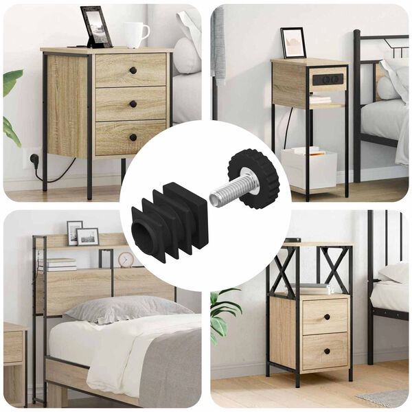 vidaXL M&oslash;bel-Justerer Justerbar 12 pcs Svart M6 PP