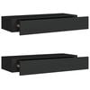 vidaXL Veggmonterte skuffehyller 2 stk svart 60x23,5x10 cm MDF