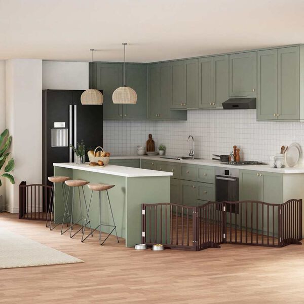 vidaXL Hundeport sammenleggbar 8 paneler brun 640 cm poppeltre