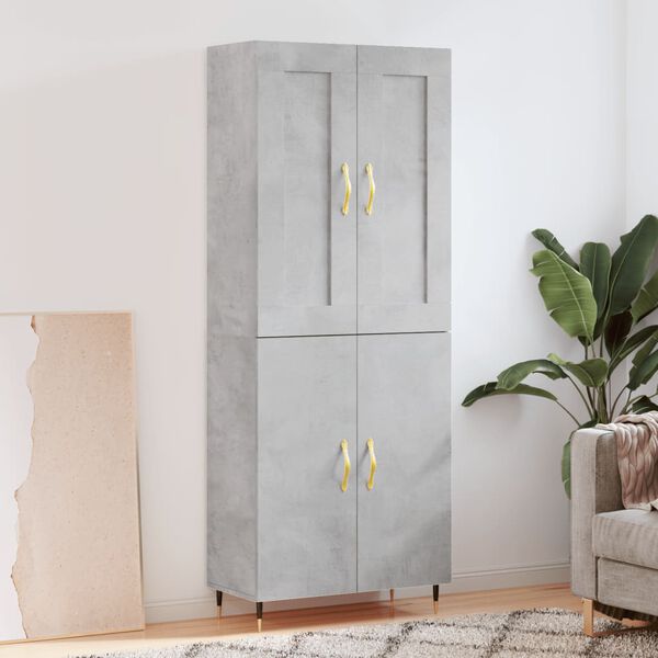 vidaXL Highboard betonggr&aring; 69,5x34x180 cm konstruert tre