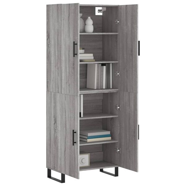 vidaXL Highboard gr&aring; sonoma 69,5x34x180 cm konstruert tre