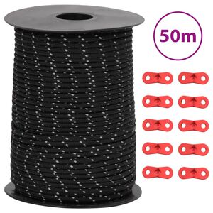 vidaXL Barduner med refleksstrimler og skiften&oslash;kler 50 m 3 mm