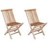 vidaXL Foldbar Hage Stol 2 pcs Naturlig Massivt Teaktre