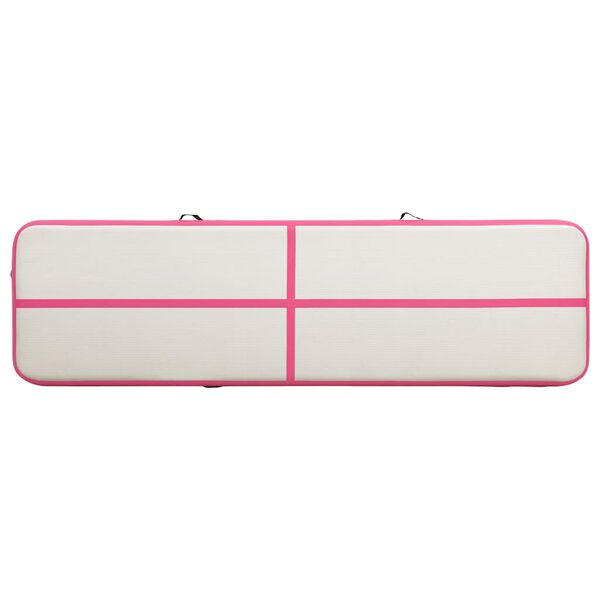 vidaXL Oppbl&aring;sbar gymnastikkmatte med pumpe 700x100x15 cm PVC rosa