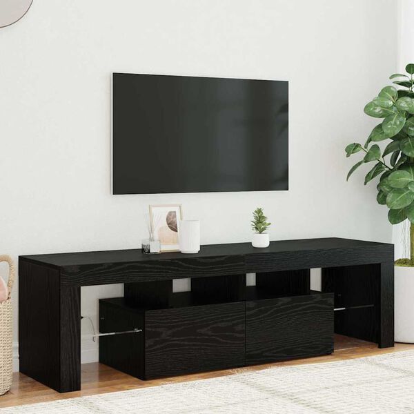vidaXL TV-benk med LED-lys svart eik 140x36,5x40 cm konstruert tre