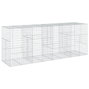 vidaXL Gabionkurv med deksel 400x100x150 cm galvanisert jern