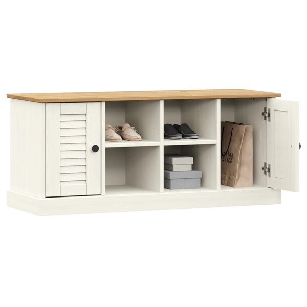 vidaXL Skobenk VIGO hvit 106x35x45 cm heltre furu