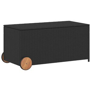 vidaXL Putekasse med hjul svart 190L cm polyrotting