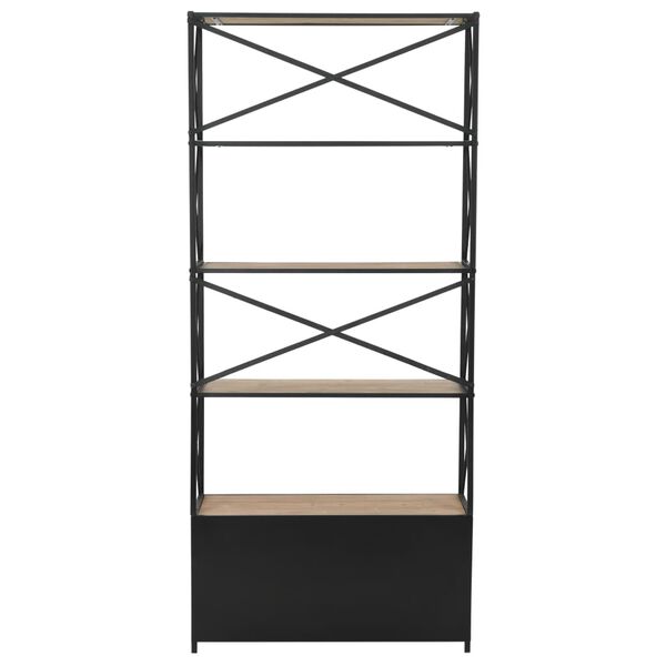 vidaXL Bokhylle heltre edelgran og st&aring;l 80x32,5x180 cm