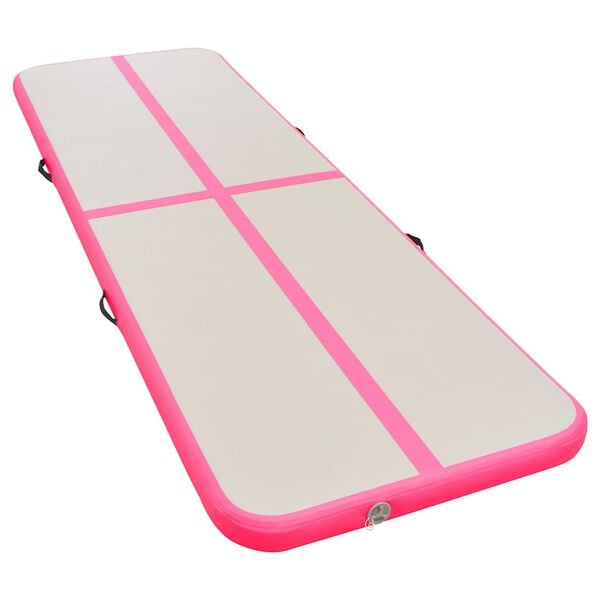 vidaXL Oppbl&aring;sbar gymnastikkmatte med pumpe 500x100x10 cm PVC rosa