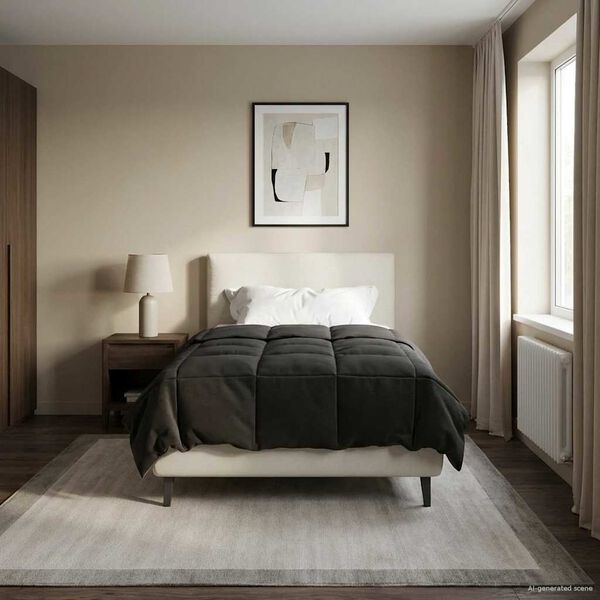 vidaXL Full &aring;r dyne Quilted Antrasitt 135 x 220 cm Mikrofiber