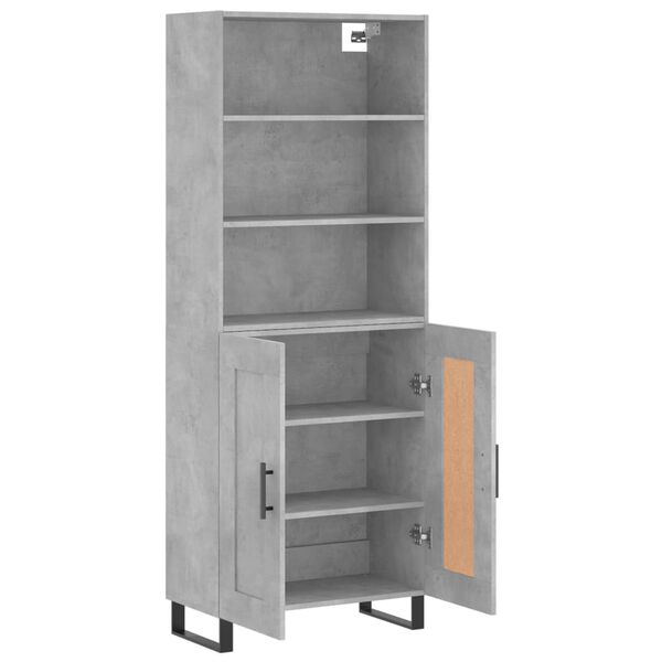 vidaXL Highboard betonggr&aring; 69,5x34x180 cm konstruert tre