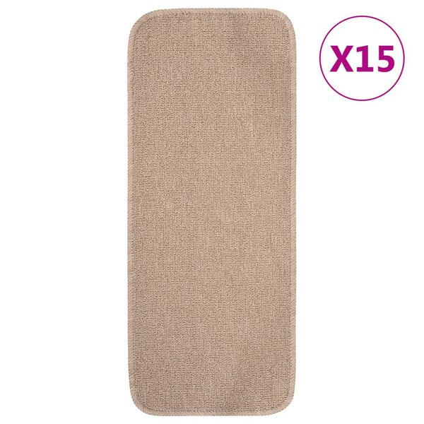 vidaXL Sklisikre trappematter 15 stk 60x25 cm beige rektangul&aelig;r