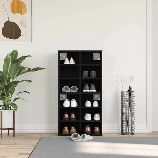 vidaXL Sko Skap 2 pcs Svart Eik 52 x 30 x 50,5 cm Konstruert tre