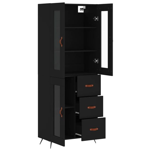 vidaXL Highboard svart 69,5x34x180 cm konstruert tre
