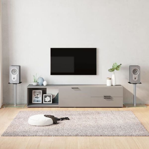vidaXL Høyttalerstativer 2 stk sølv herdet glass 1 søyledesign