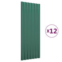 vidaXL Takpaneler 12 stk pulverlakkert stål grønn 100x36 cm