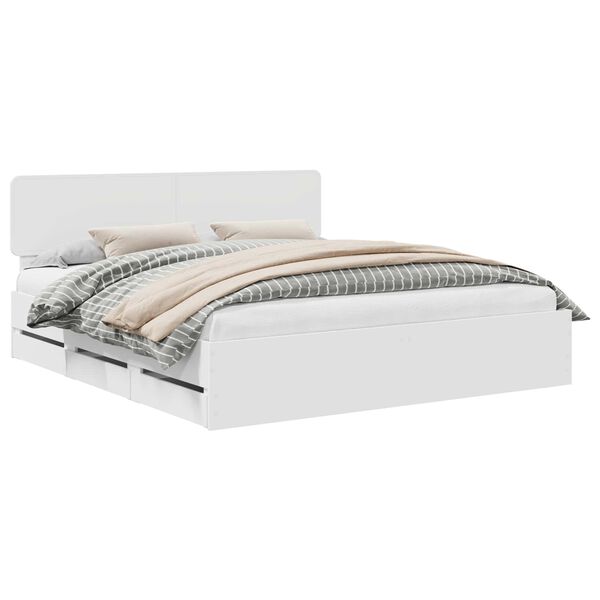 vidaXL Sengestamme med hodegjerde Hvit 180 x 200 cm Konstruert tre