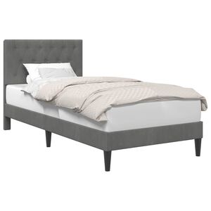 vidaXL Sengestamme med hodegjerde M&oslash;rkegr&aring; 90 x 190 cm Fl&oslash;yel