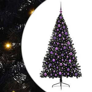 vidaXL Kunstig Forh&aring;ndsopplyst Juletre med 300 LED Svart 180 cm PVC