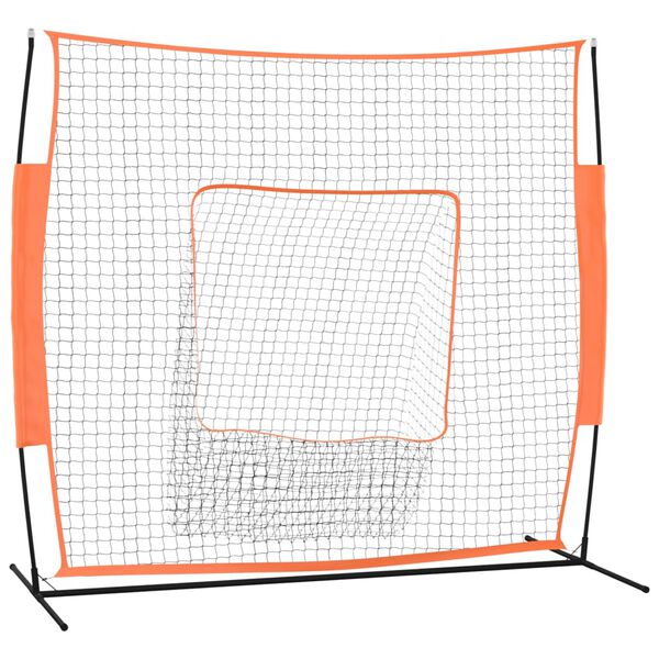 vidaXL Baseballnett oransje og svart 219x107x212 cm st&aring;l og polyester
