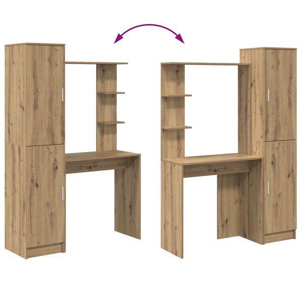 vidaXL Skrivebord 2 pcs Artisan Eik