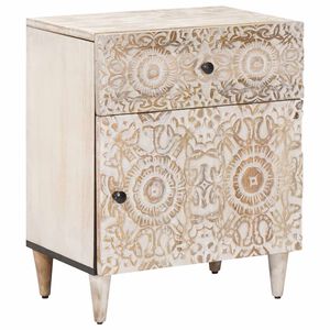 vidaXL Sengekabinett Hvit 50 x 33 x 60 cm Massiv mango tre