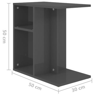 vidaXL Sidebord høyglans grå 50x30x50 cm sponplate